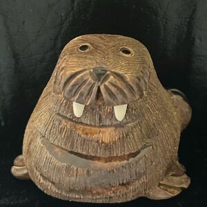 YOU’RE MY WALRUS. Hand-Carved Uruguayan Walrus Sculpture, Signed Artisan FolkArt